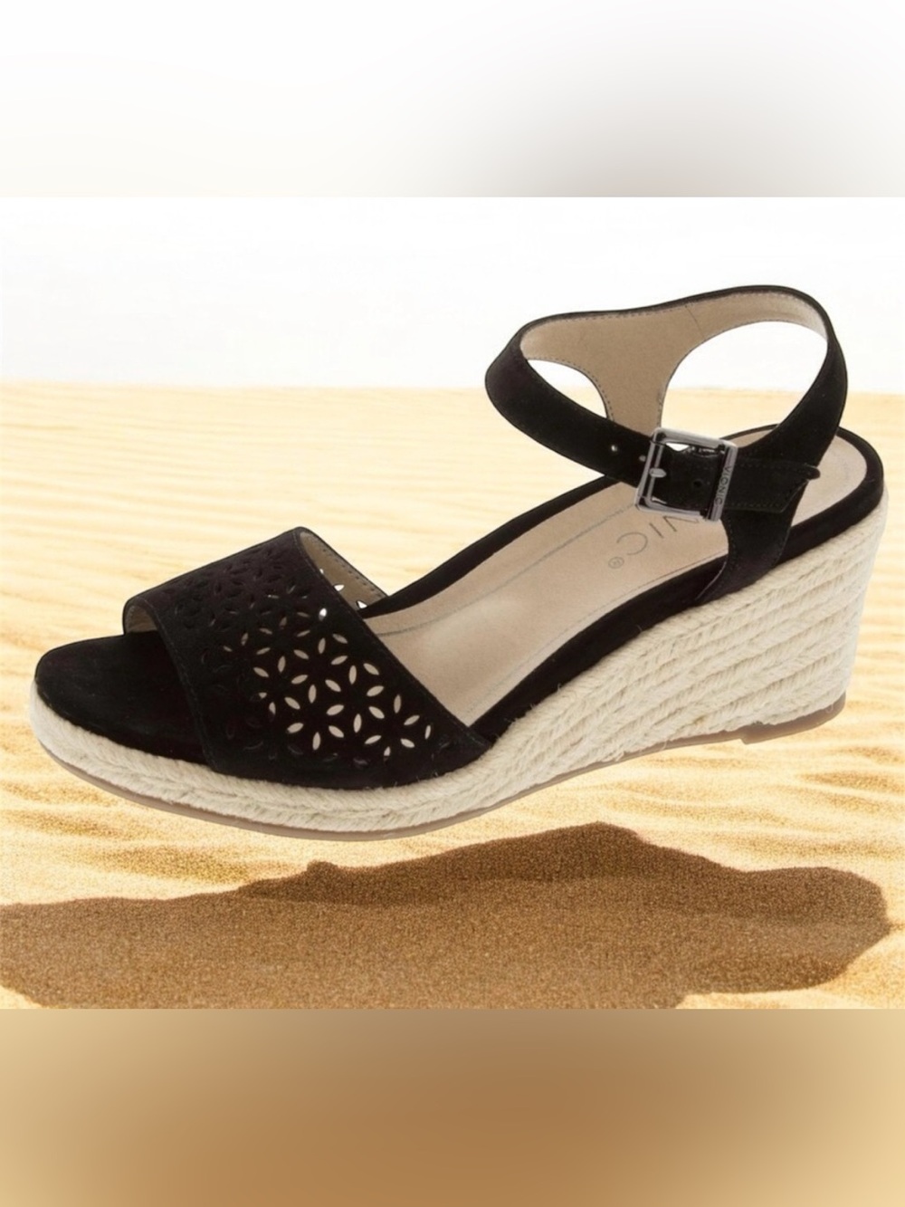 VIONIC Womens Ariel Wedge Sandal Black